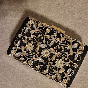 black sparkly clutch purse